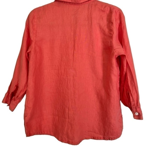 J. Jill 100% Love Linen Shirt in Size Small Orange - Picture 2 of 5